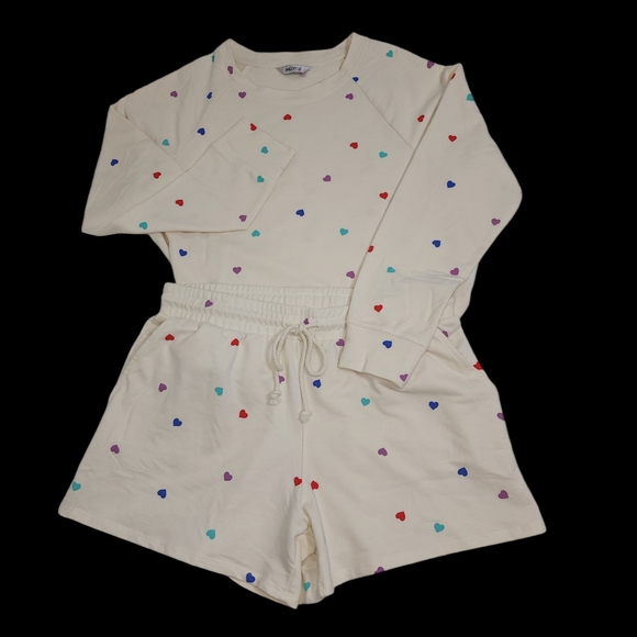 Wildfox Relaxed Fit Super Soft Sweatshirt And Short Lounge Pajama Set M L 2XL - Picture 16 of 16